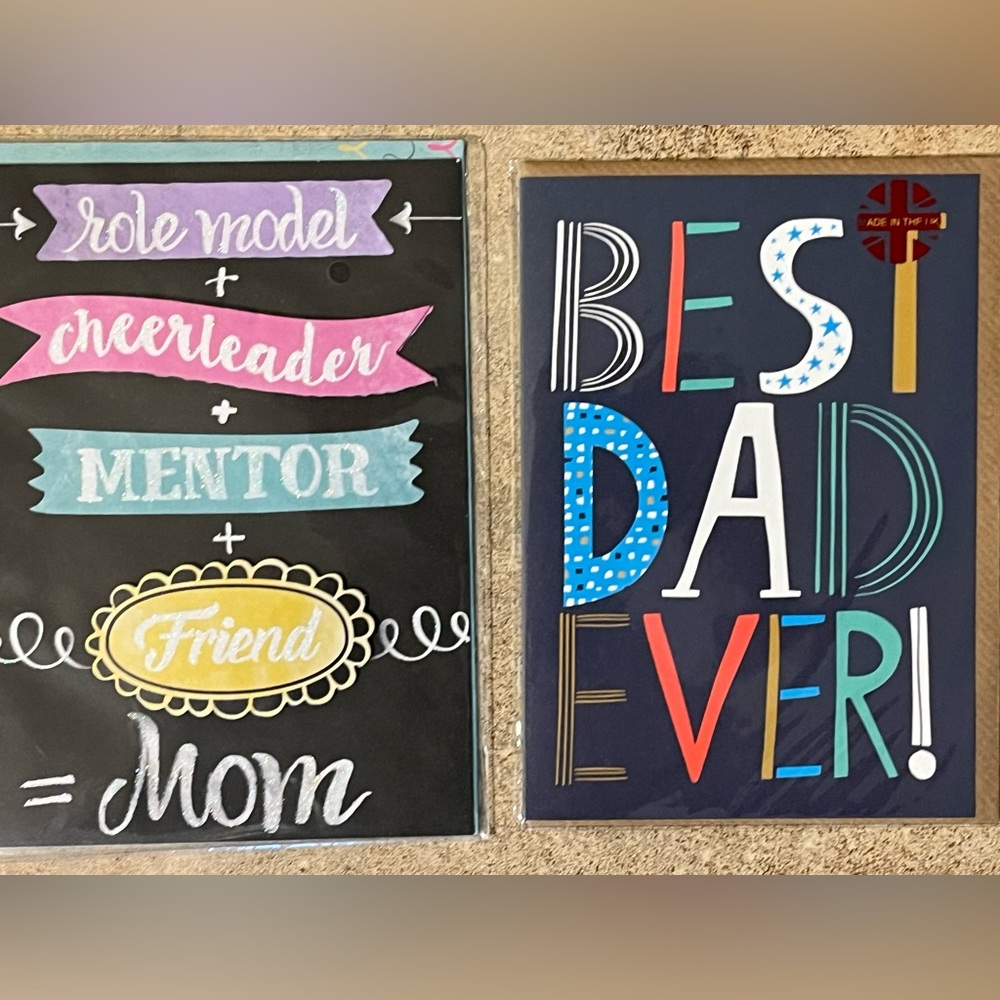 Colorful Greeting Card Set for Mothers Day and Fathers Day Set of Cards Two Card